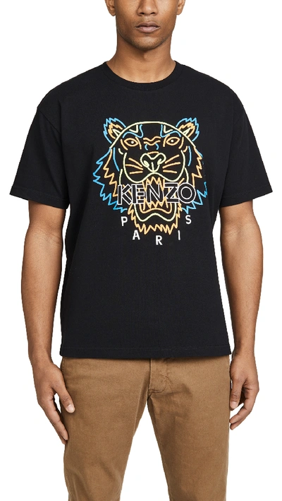 Shop Kenzo Neon Tiger T-shirt In Black