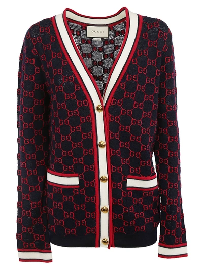 Shop Gucci Gg Knitted Cardigan In Multicolor