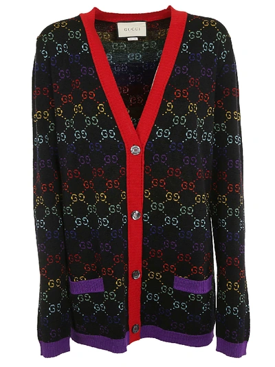 Shop Gucci Logo Cardigan In Multicolor