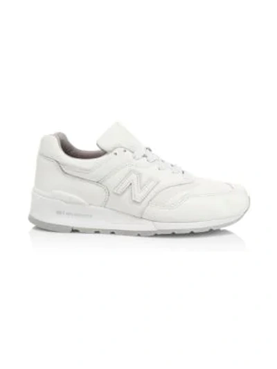Shop New Balance 997 Made In Usa Bison Pack Leather Sneakers In White Grey
