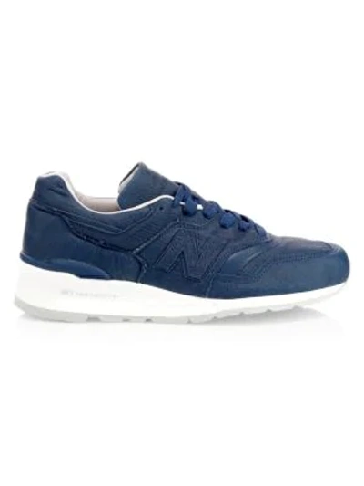 Shop New Balance 997 Made In Usa Bison Pack Leather Sneakers In Blue Grey