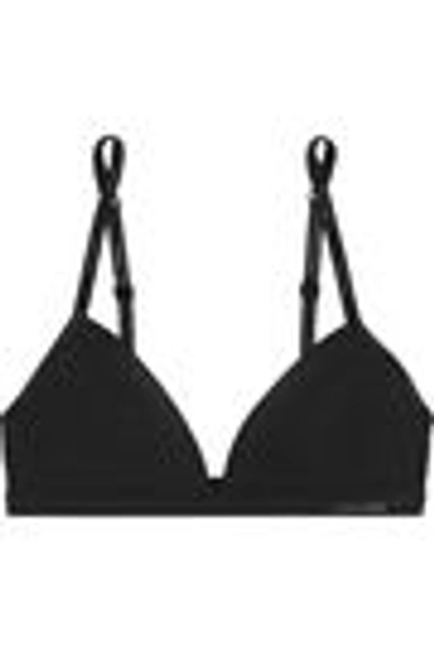 Shop Calvin Klein Underwear Woman Stretch-cotton Soft-cup Triangle Bra Black