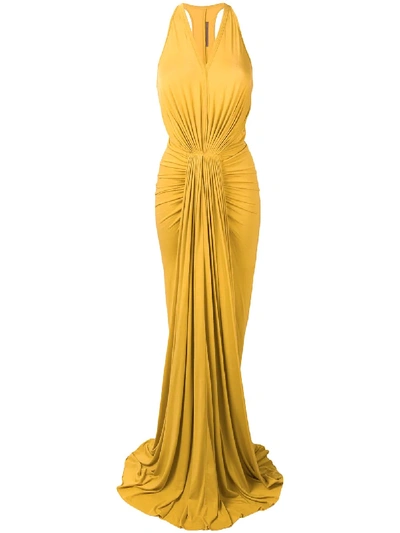 Shop Rick Owens Lilies Draped Front Gown - Yellow
