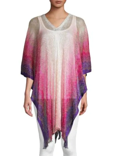 Shop Missoni Sheer Ombre Poncho In Pink