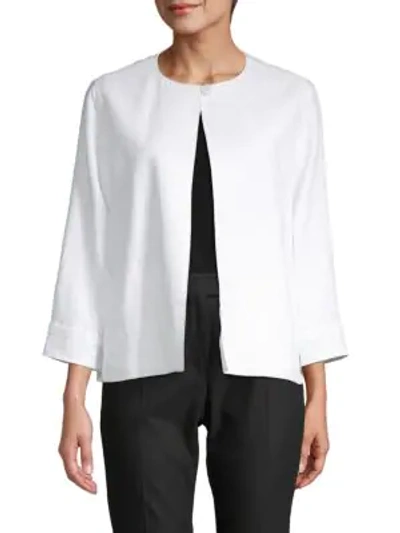 Shop Max Mara Paola Linen Topper Jacket In Optical White