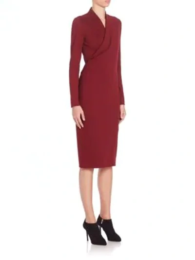 Shop Alexander Mcqueen Fitted Wrap-front Dress In Burgundy