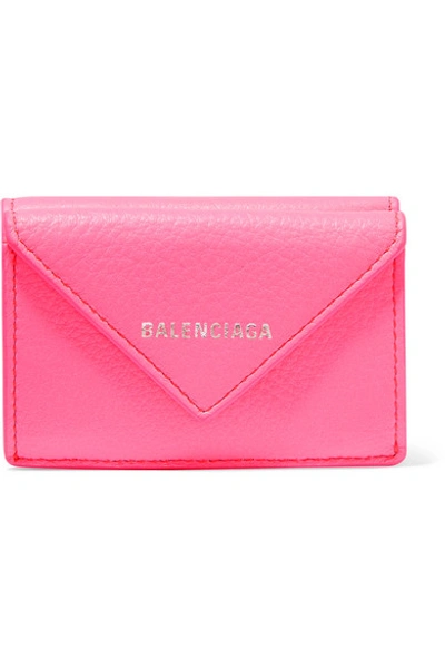 Shop Balenciaga Papier Mini Printed Textured-leather Wallet In Pink