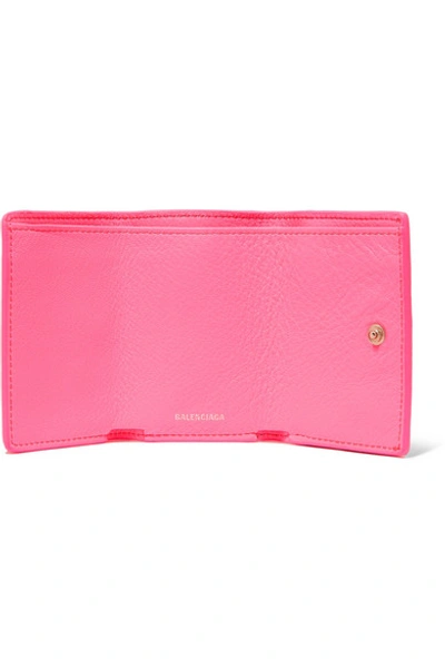Shop Balenciaga Papier Mini Printed Textured-leather Wallet In Pink