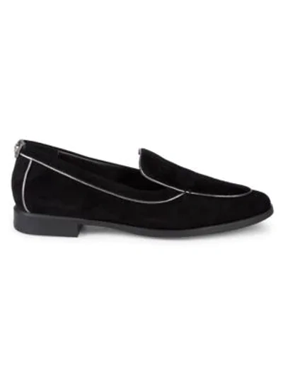 Shop Taryn Rose Bryn Suede Loafers In Black