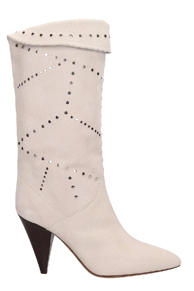 Shop Isabel Marant White Suede Boots