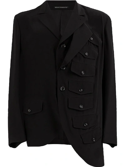Shop Yohji Yamamoto Asymmetric Blazer In Black