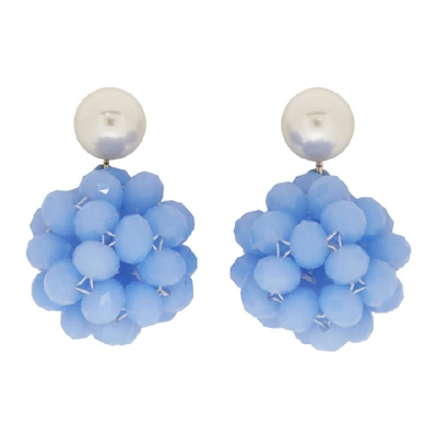 Shop Marc Jacobs Blue Pearl Crystal Ball Drop Earrings In 400 Blue