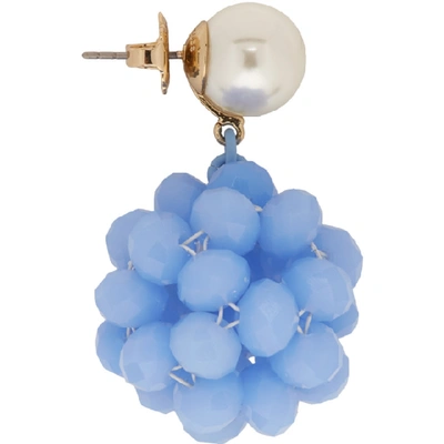 Shop Marc Jacobs Blue Pearl Crystal Ball Drop Earrings In 400 Blue