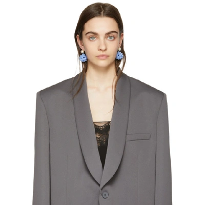 Shop Marc Jacobs Blue Pearl Crystal Ball Drop Earrings In 400 Blue