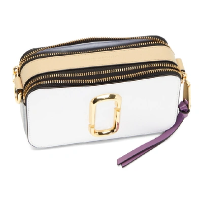 Shop Marc Jacobs White And Grey Small Snapshot Camera Bag In 132 Moon Wh