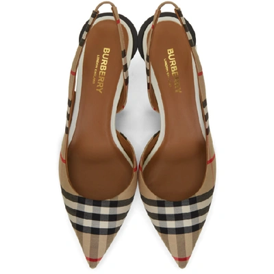 Shop Burberry Beige Vintage Check Slingback Heels In Archive Bei