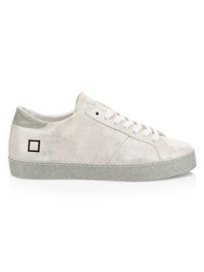 Shop Date Hill Glitter Leather Low-top Sneakers In Silver