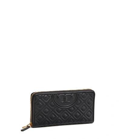 Shop Tory Burch Fleming Zip Continental Wallet In Black