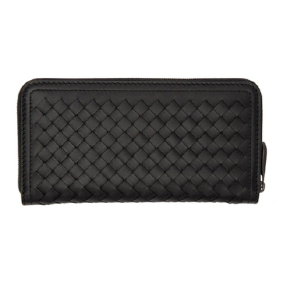 Shop Bottega Veneta Black Intrecciato Carryover Wallet In 8538 Nero