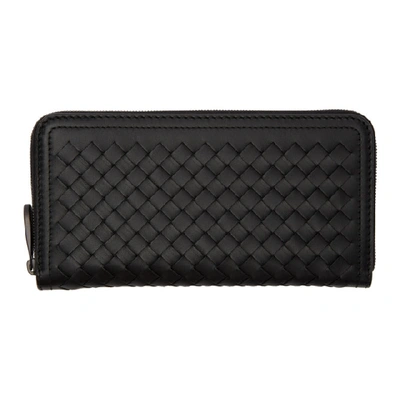 Shop Bottega Veneta Black Intrecciato Carryover Wallet In 8538 Nero