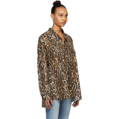 Shop R13 Black And Brown Leopard Oversized Cowboy Shirt