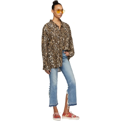 Shop R13 Black And Brown Leopard Oversized Cowboy Shirt