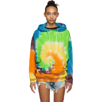 R13 Oversized Tie dyed Cotton blend Jersey Hoodie In Tie Dye