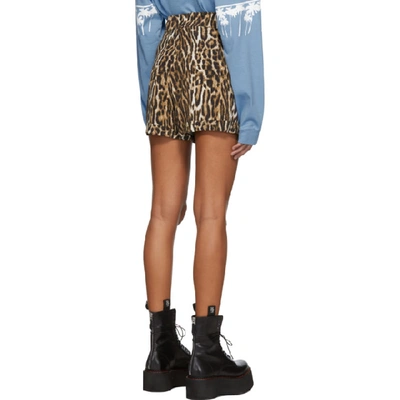 Shop R13 Black And Brown Leopard Pleated High-rise Shorts