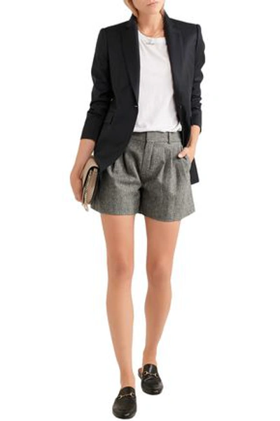 Shop Chloé Woman Herringbone Wool-blend Shorts Dark Gray