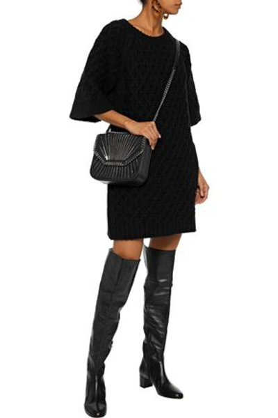 Shop Chloé Woman Cable-knit Wool Mini Dress Black