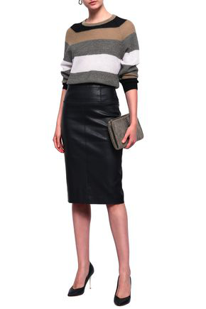 Brunello Cucinelli leather pencil skirt - Black