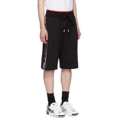 Shop Dolce & Gabbana Dolce And Gabbana Black Red Stripe Sweat Shorts In N0000 Black