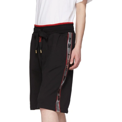 Shop Dolce & Gabbana Dolce And Gabbana Black Red Stripe Sweat Shorts In N0000 Black