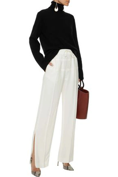 Shop Chloé Woman Crepe Wide-leg Pants Ecru