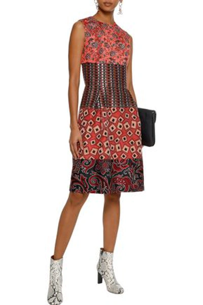 Shop Etro Woman Paneled Jacquard Dress Coral