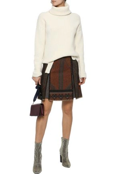 Shop Etro Wool-blend Jacquard Mini Skirt In Brick