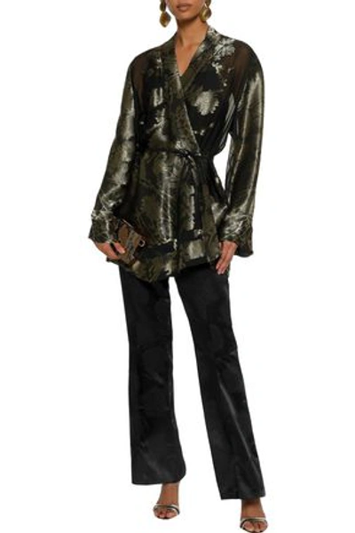 Shop Etro Metallic Fil Coupé Silk-blend Jacquard Kimono Set In Black