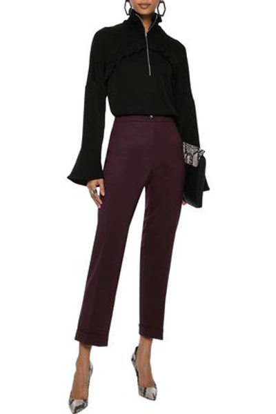 Shop Etro Wool-blend Twill Skinny Pants In Merlot