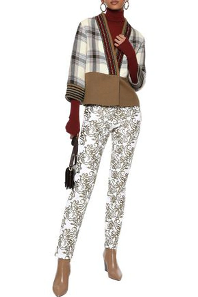 Shop Etro Embroidered Mid-rise Slim-leg Jeans In White