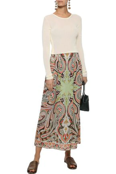 Shop Etro Woman Pleated Printed Silk Crepe De Chine Maxi Skirt Multicolor