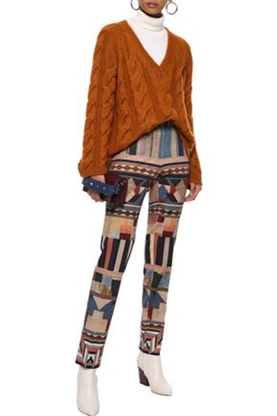 Shop Etro Woman Printed Ponte Straight-leg Pants Mustard