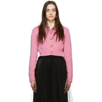 Shop Marc Jacobs Pink Cropped Knit Cardigan In 650 Pink