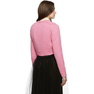 Shop Marc Jacobs Pink Cropped Knit Cardigan In 650 Pink