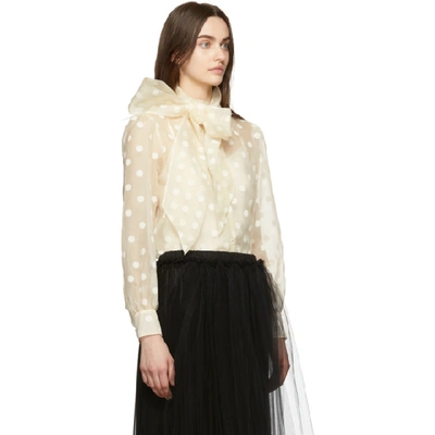 Shop Marc Jacobs Off-white Dot Bow Shirt In 111 Ivory