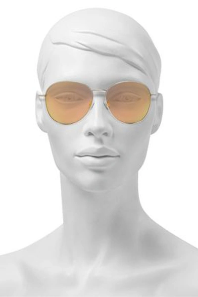 Shop Matthew Williamson Woman Aviator-style Acetate Mirrored  Sunglasses Silver