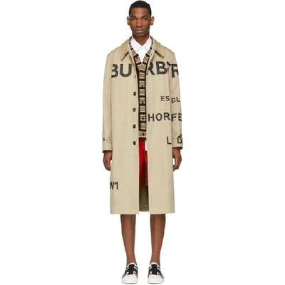 Shop Burberry Tan Horseferry Print Car Coat