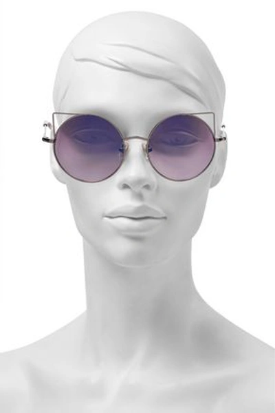 Shop Matthew Williamson Woman Round-frame Gunmetal-tone Sunglasses Lilac