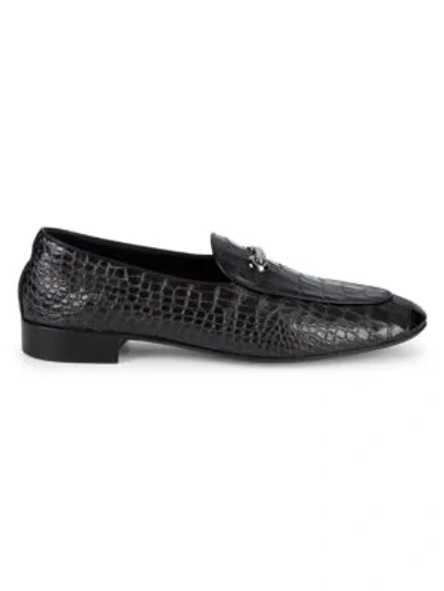 Shop Giuseppe Zanotti Textured Leather Loafers In Nero