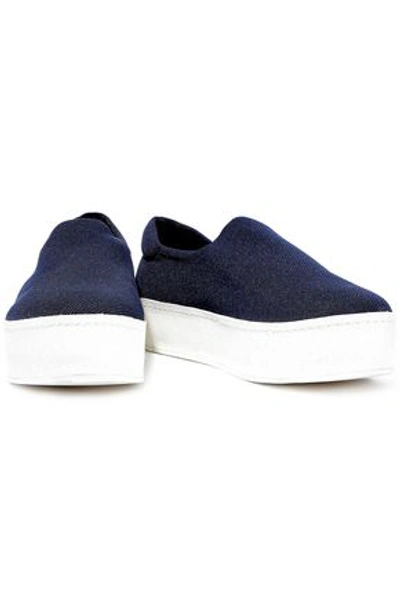 Shop Opening Ceremony Woman Cici Twill Platform Slip-on Sneakers Navy