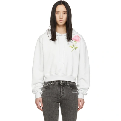Shop Off-white White Cropped Flowers Hoodie